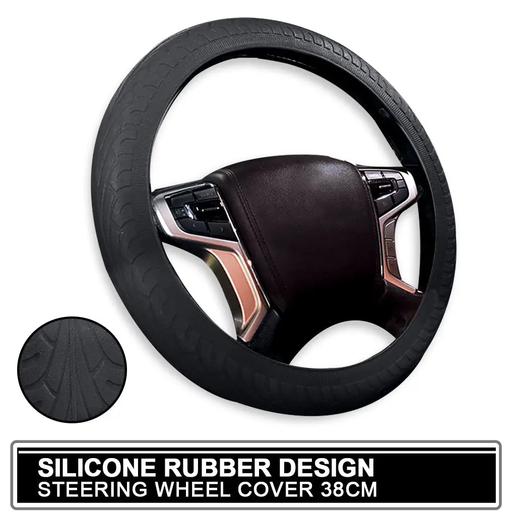 Universal Car Silicone Rubber Steering Wheel Cover (Gray) 38Cm Fits Most Japanese 1