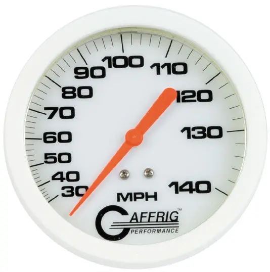 Gaffrig Part #4806 3 3/4 Inch 140 Mph Liquid Filled White Speedometer Marine Boat Gauge Head Only 1