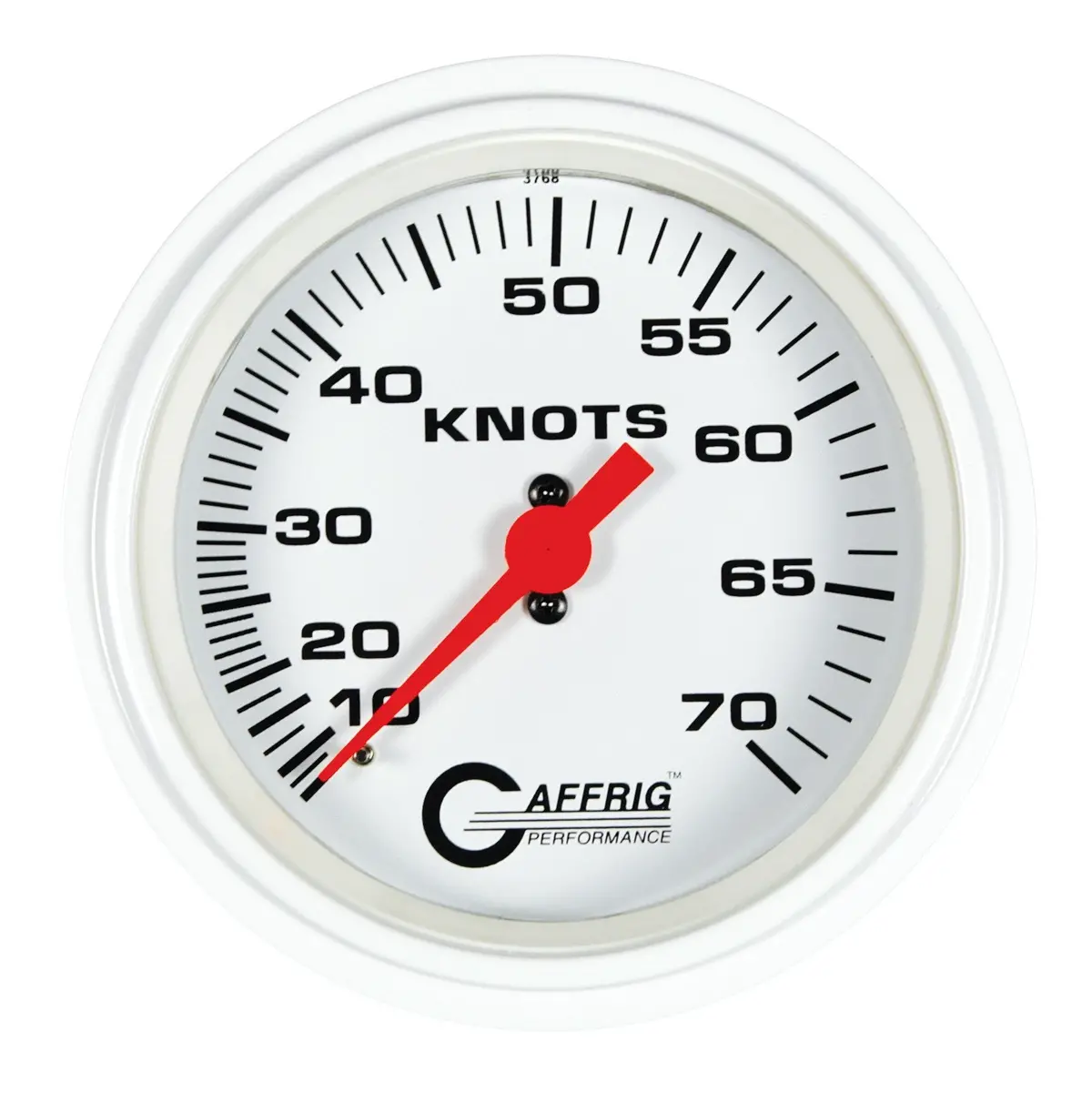 Gaffrig Part #5860 3 3/8 Inch Mechanical Dry International Speedometer Gauge 70 Knots Head Only White 1
