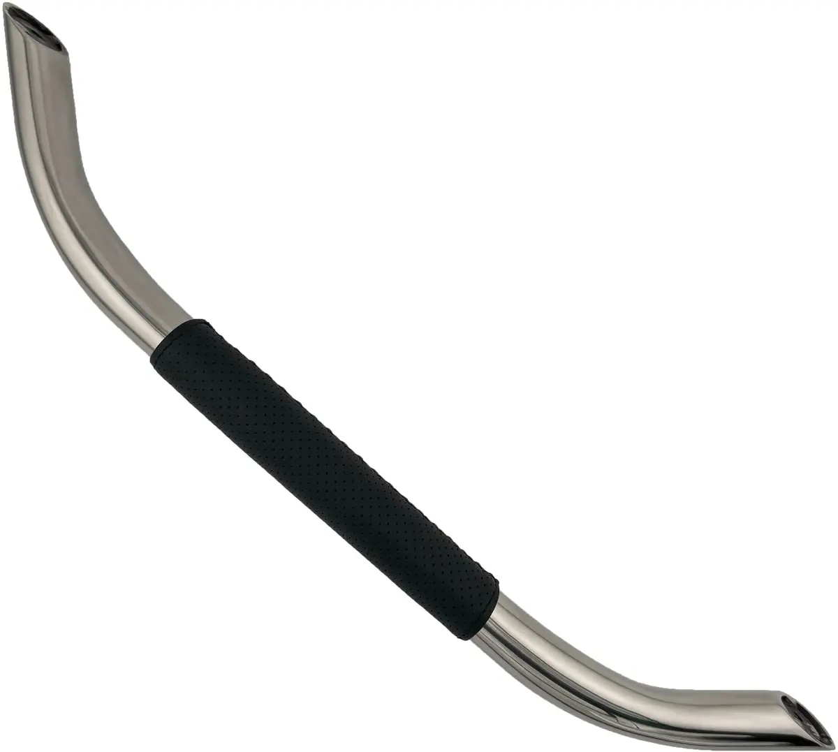 Gaffrig Part #1912 Large Stainless Grab Handle - Black Leather Wrap 1