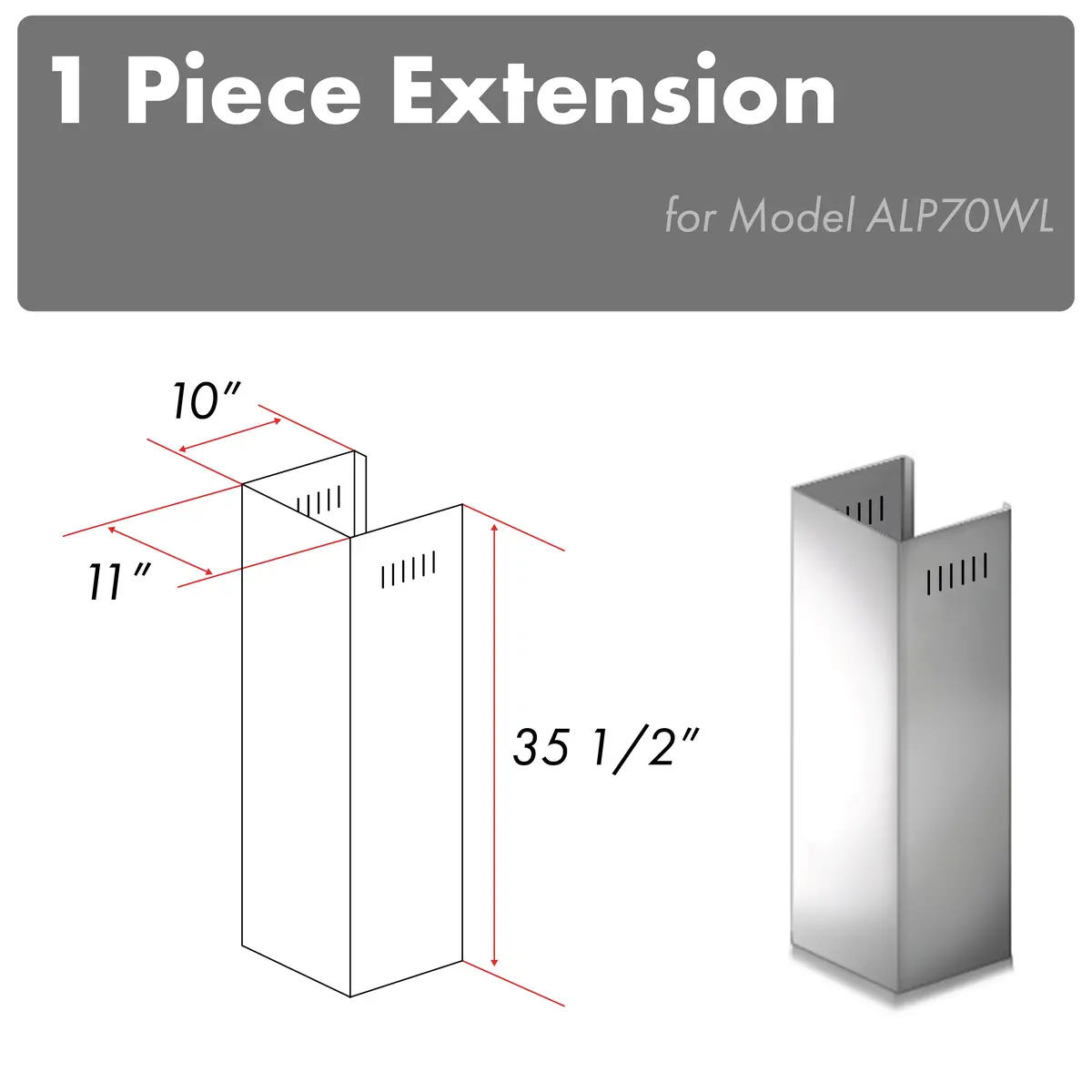 Z-Line Range Hood Accessories Model 1Pcext-Alp70wl 1