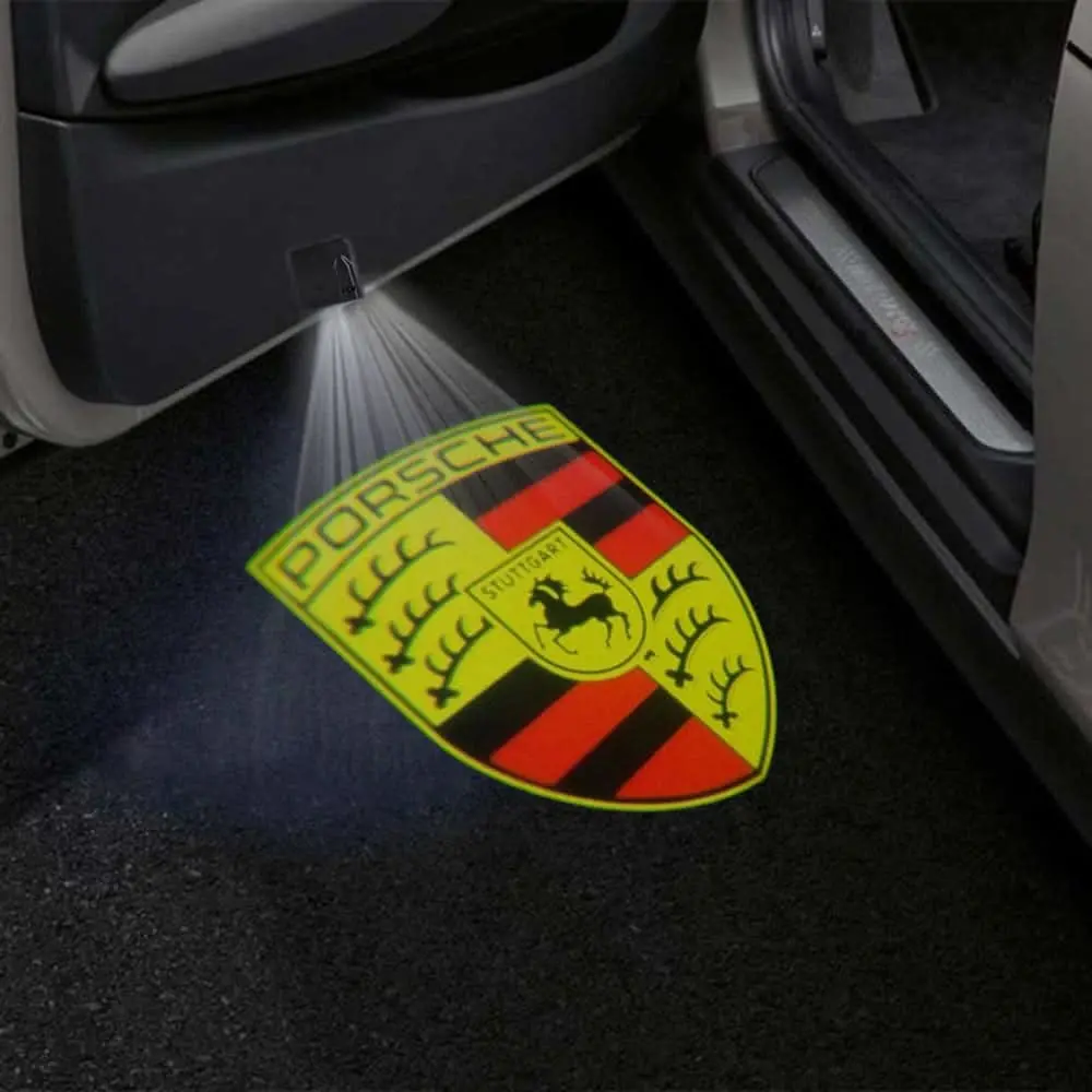 Porsche Universal Door Stick On Puddle Lights Multiple Designs 1