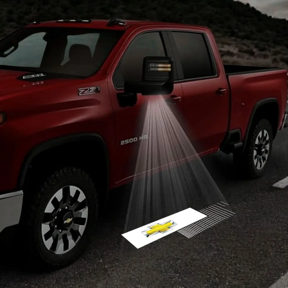 Chevrolet Silverado Premium Side Wing Mirror Puddle Lights Multiple Designs 2014-2026 1