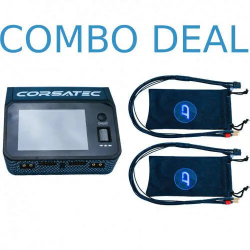 Corsatec Combo Deal Dual Pro Charger Ac/Dc 200W And 2X Charger Cable Pack 5Mm 1