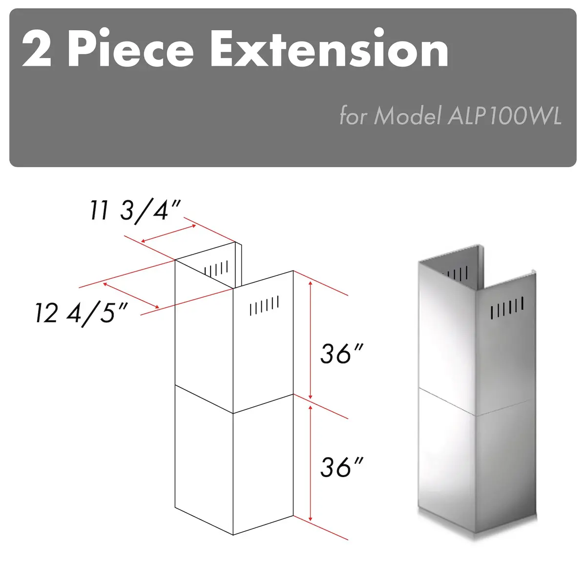 Z-Line Range Hood Accessories Model 2Pcext-Alp100wl 1
