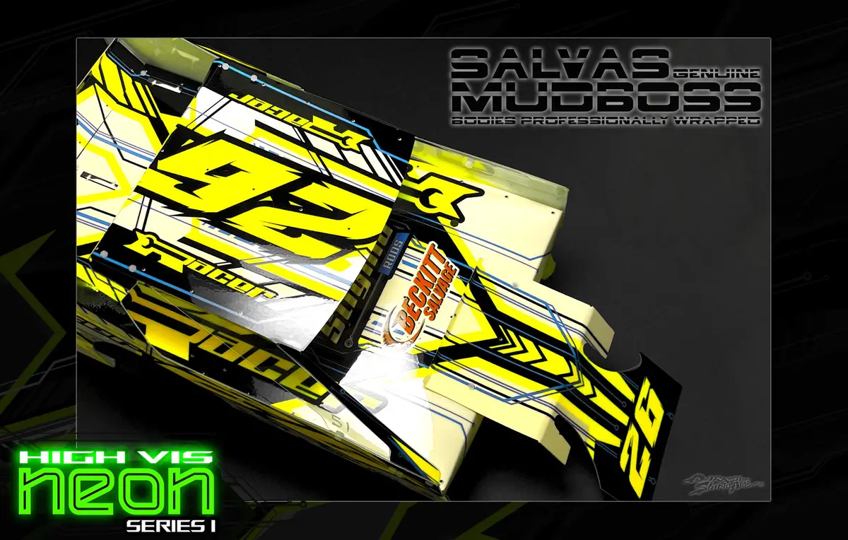 'Neon Series I' -Yellow- Pre-Wrapped & Assembled Genuine Salvas Mudboss Lexan Body For Short Course Traxxas Slash Racing 1