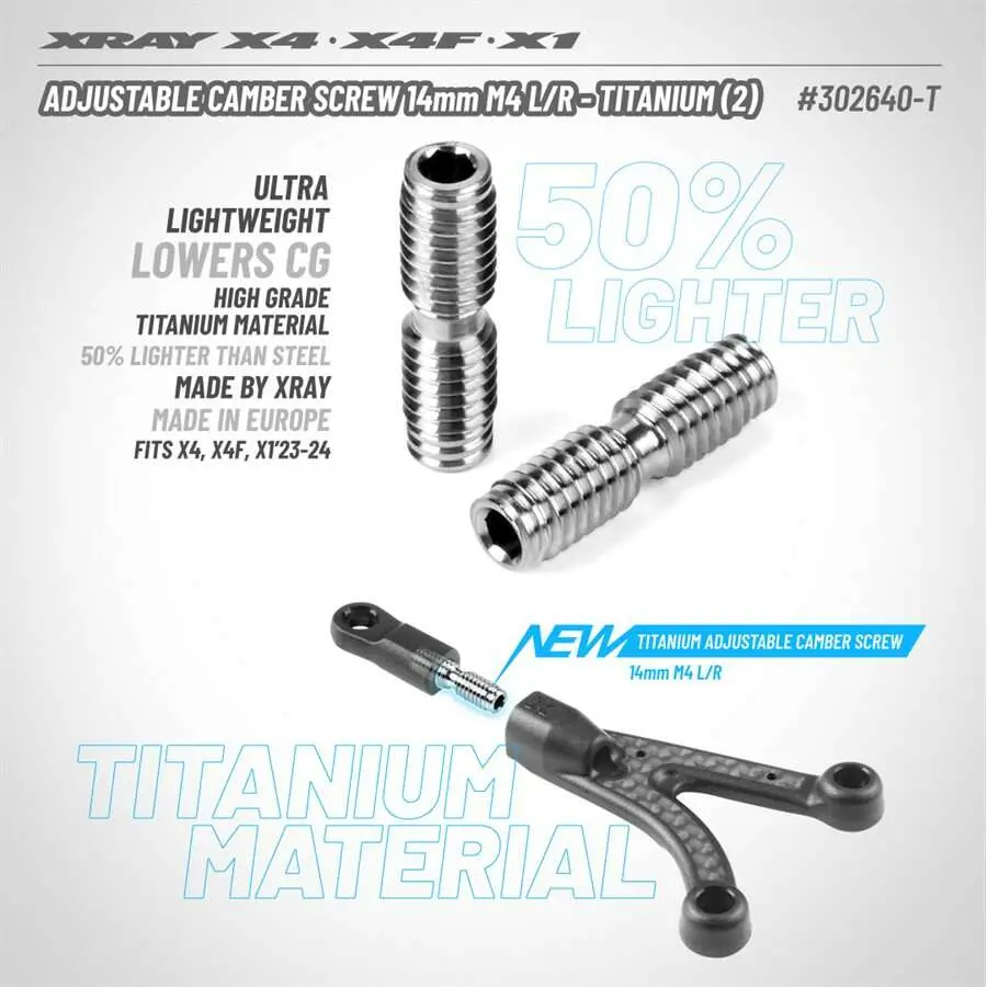 X4 Adjustable Camber Screw 14Mm M4 L / R - Titanium (2) 1
