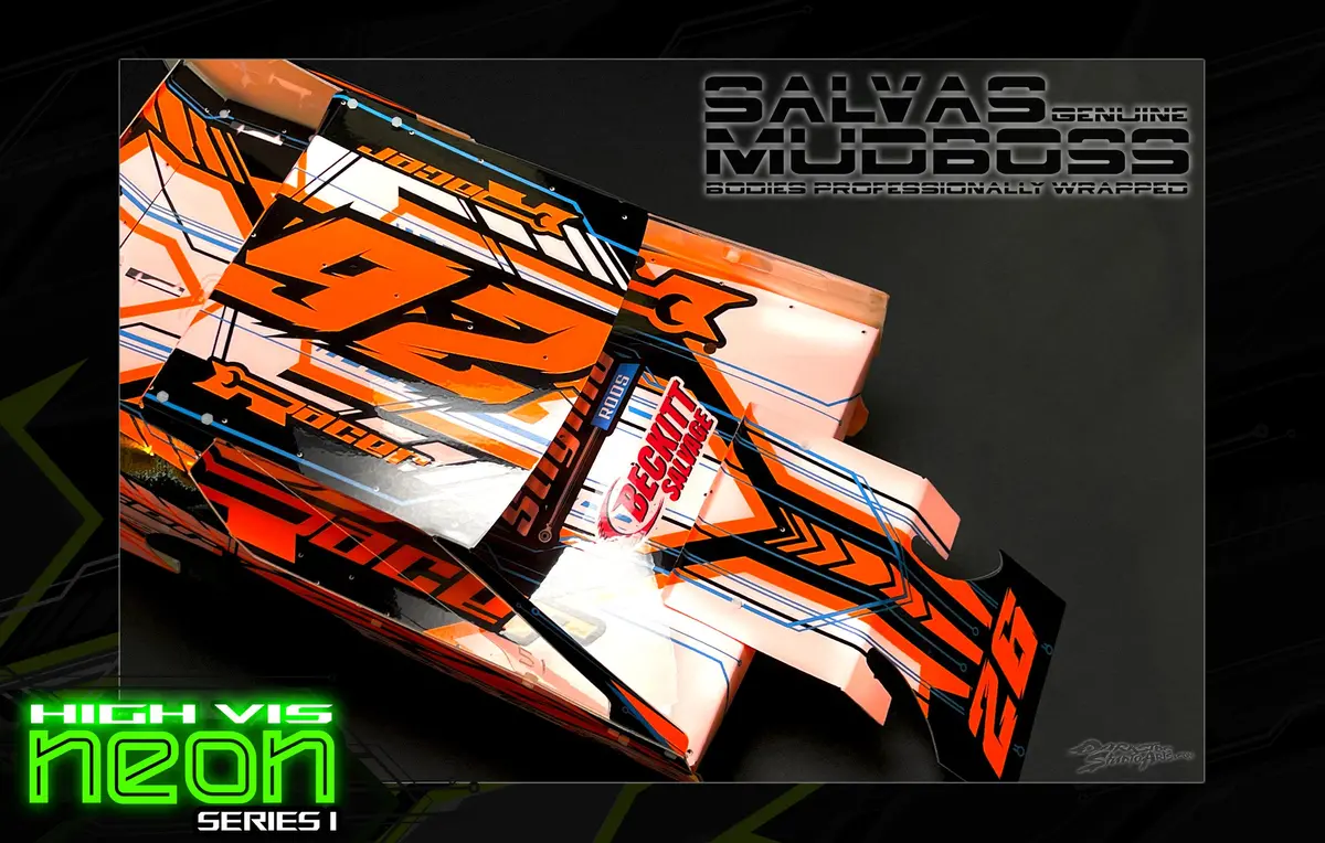 'Neon Series I' -Orange- Pre-Wrapped & Assembled Genuine Salvas Mudboss Lexan Body For Short Course Traxxas Slash Racing 1