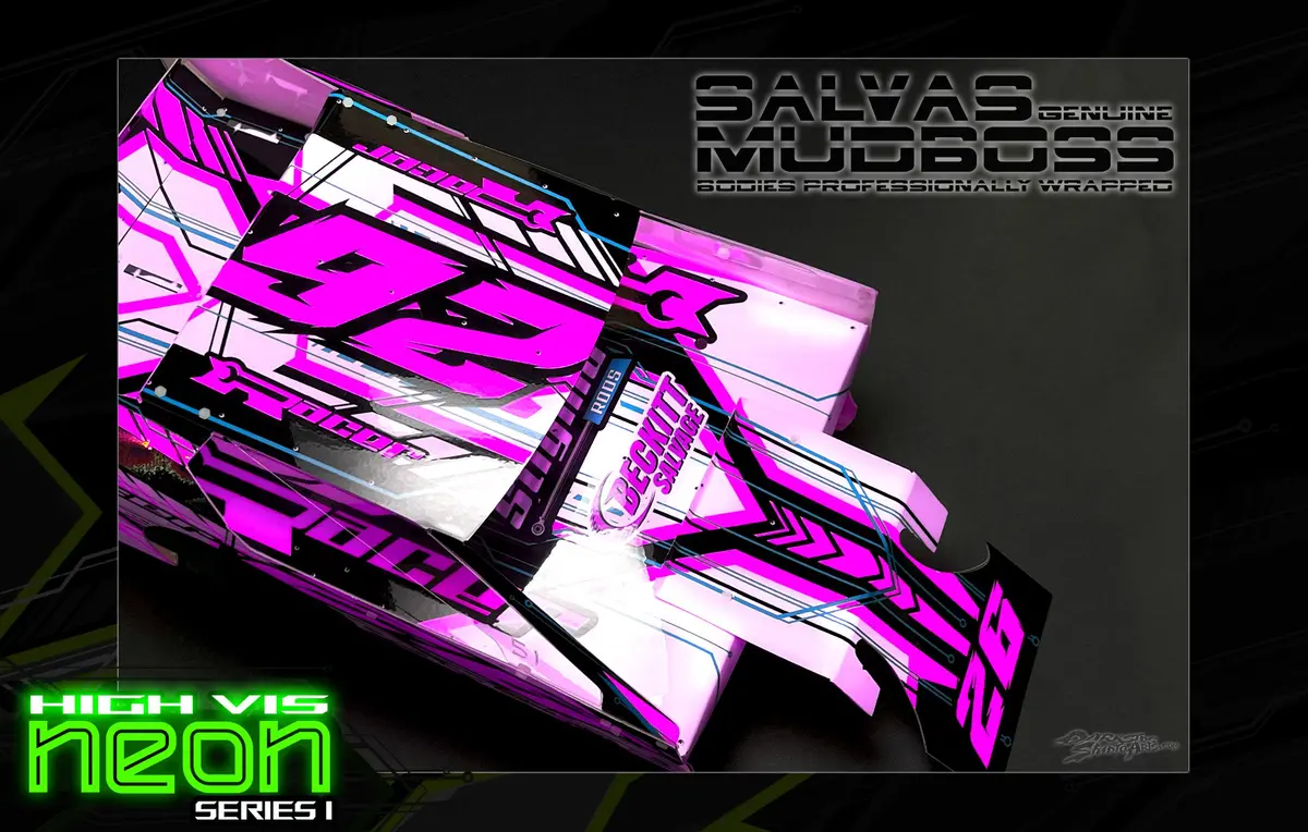 'Neon Series I' -Pink- Pre-Wrapped & Assembled Genuine Salvas Mudboss Lexan Body For Short Course Traxxas Slash Racing 1