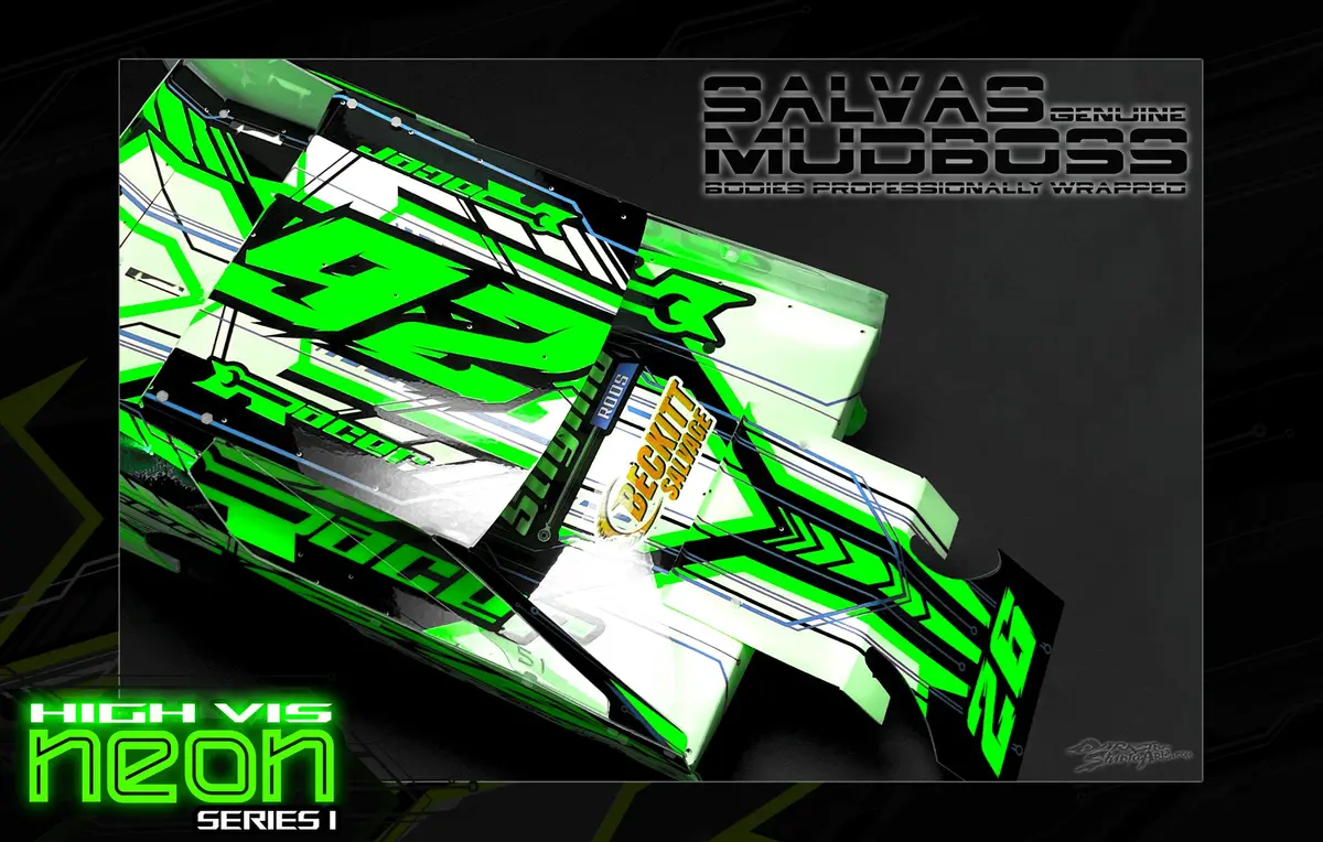 'Neon Series I' -Green- Pre-Wrapped & Assembled Genuine Salvas Mudboss Lexan Body For Short Course Traxxas Slash Racing 1