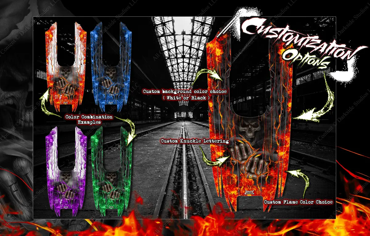 'Hell Ride' Themed Chassis Skin Fits Team Associated Rc10 Series | B6 B6.3 B6.4 | B7 B7d | B74.1 B74.2 | Sc6.4 Sc7 | T6.4 | Sr7 | Fits Classic Rc10, T, & Gt 2