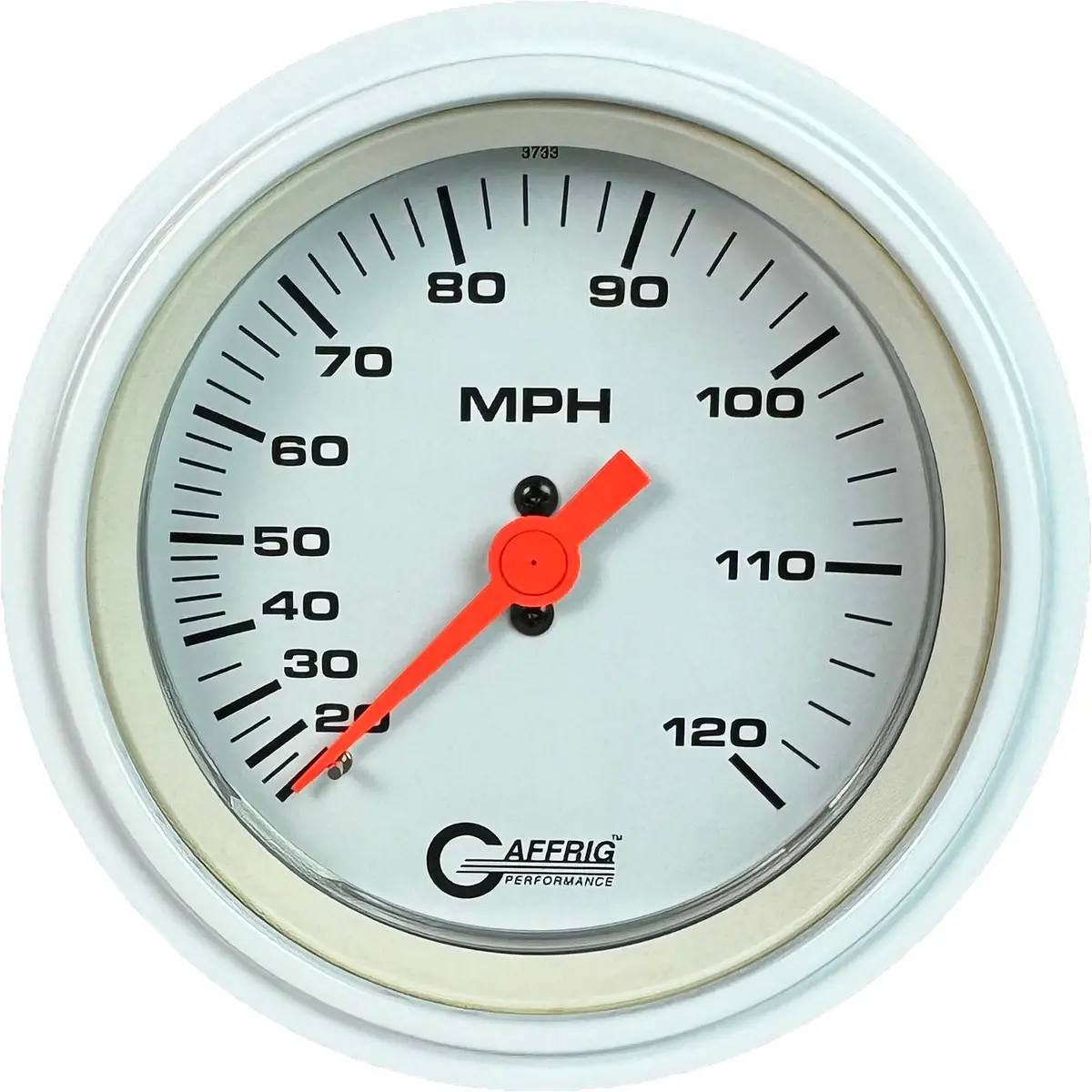 Gaffrig Part #4508 3 3/8 Inch Mechanical Dry Speedometer Marine Boat Gauge 120 Mph White - Head Only 13