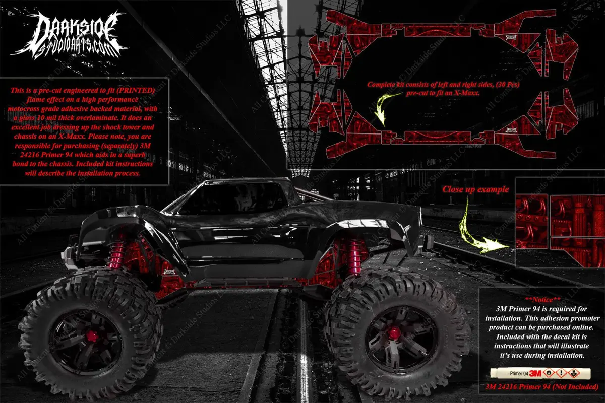 'Machinehead' Themed Aftermarket Hop Up Graphics Fits Shock Towers On Traxxas X-Maxx 6S 8S Chassis 2