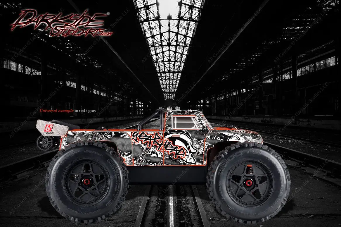 'Gear Head' Themed Hop Up Graphics Wrap Skin Fits Arrma Outcast Truck Body # Ar406086 1