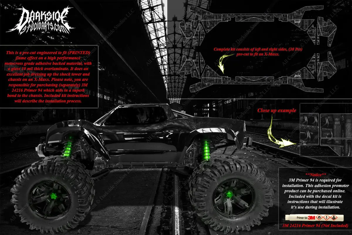 'Machinehead' Themed Aftermarket Hop Up Graphics Fits Shock Towers On Traxxas X-Maxx 6S 8S Chassis 2