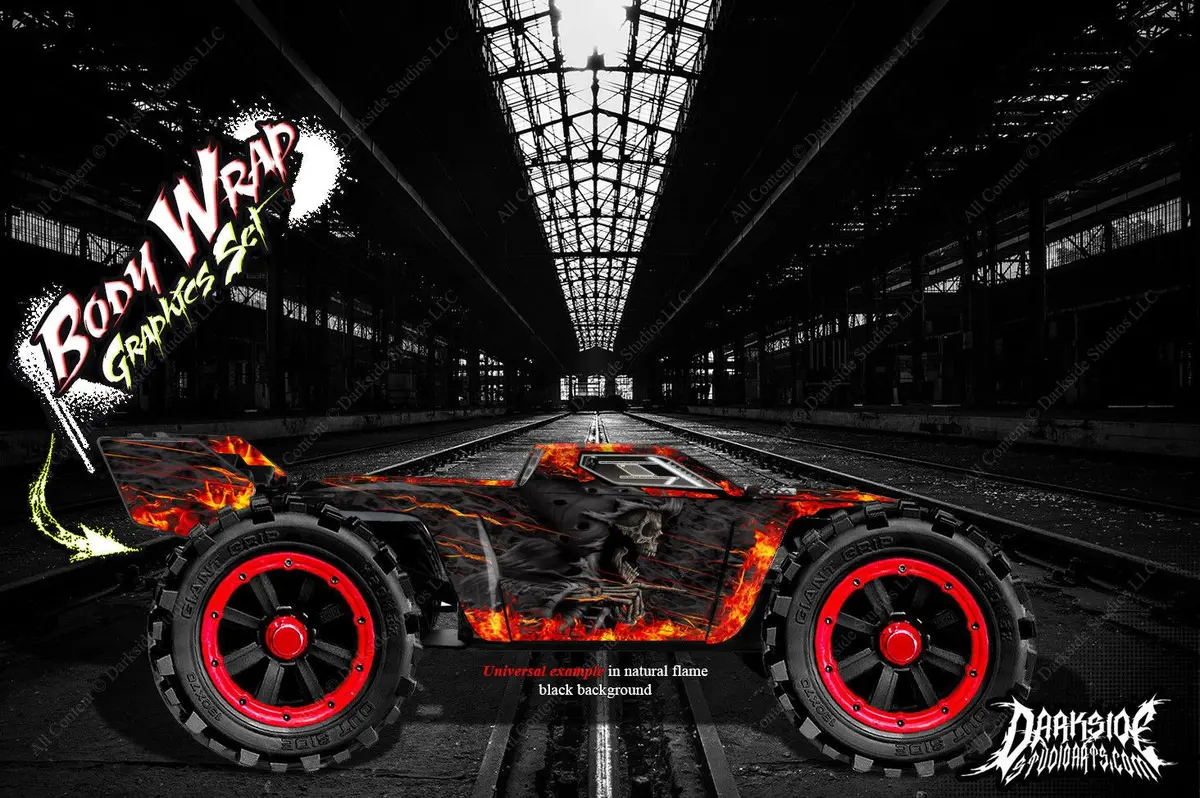 'Hell Ride' Flame And Reaper Themed Graphics Kit Fits Arrma Kraton Body # Ar406050 1