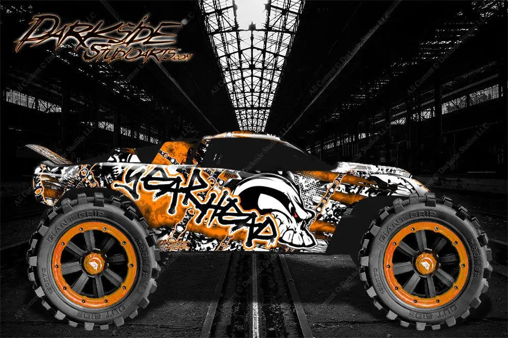 'Gear Head' Graphics Wrap Skin Fits Traxxas Rustler Lexan Body Parts Orange Edition 1