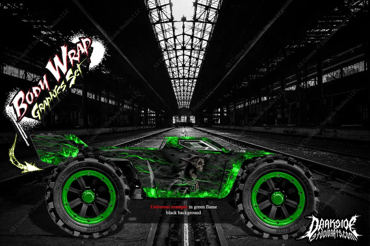 'Hell Ride' Flame Themed Graphics Kit Fits Arrma Kraton Body # Ar406050 1