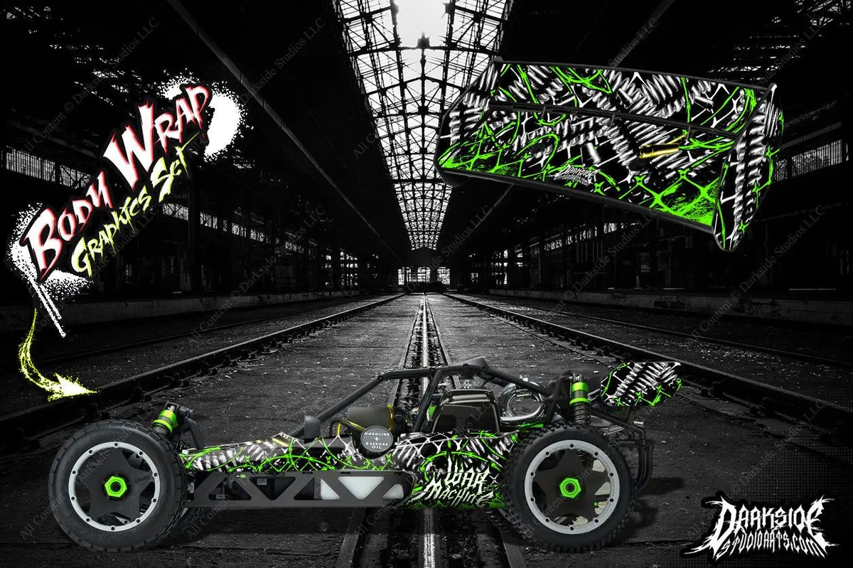 Hpi Baja 5B Ss Wrap Graphic "War Machine" Hop-Up Decal Kit For Oem Body Parts 1