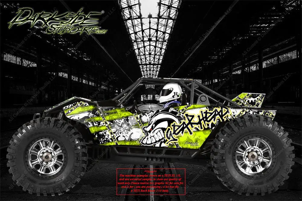 'Gear Head' Graphics Wrap Kit Fits Axial Yeti 1/10 Scale Body # Ax31140 1