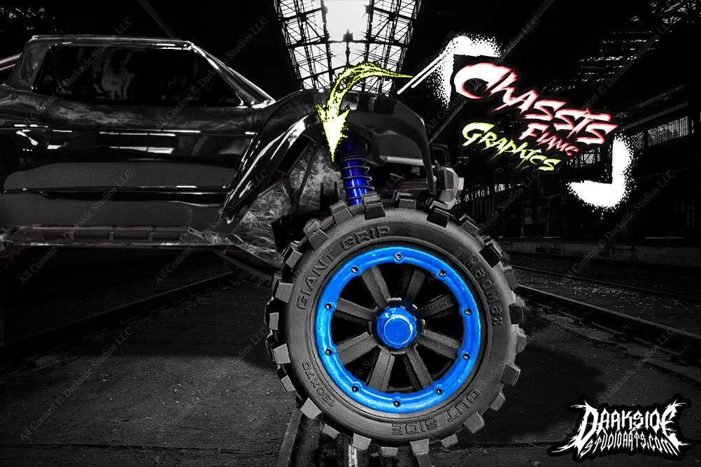 'Hell Ride' Aftermarket Printed Flames Graphics Fits Shock Towers On Traxxas X-Maxx Chassis 1
