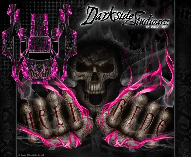 'Hell Ride' Graphics Skin Kit Fits Traxxas Slash 4X4 Oem Lexan Body Pink Flame 1