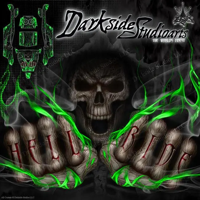 'Hell Ride' Reaper And Flame Themed Decal Skin Kit For Axial Yeti Monster Buggy 1/8 Body # Ax31039 1