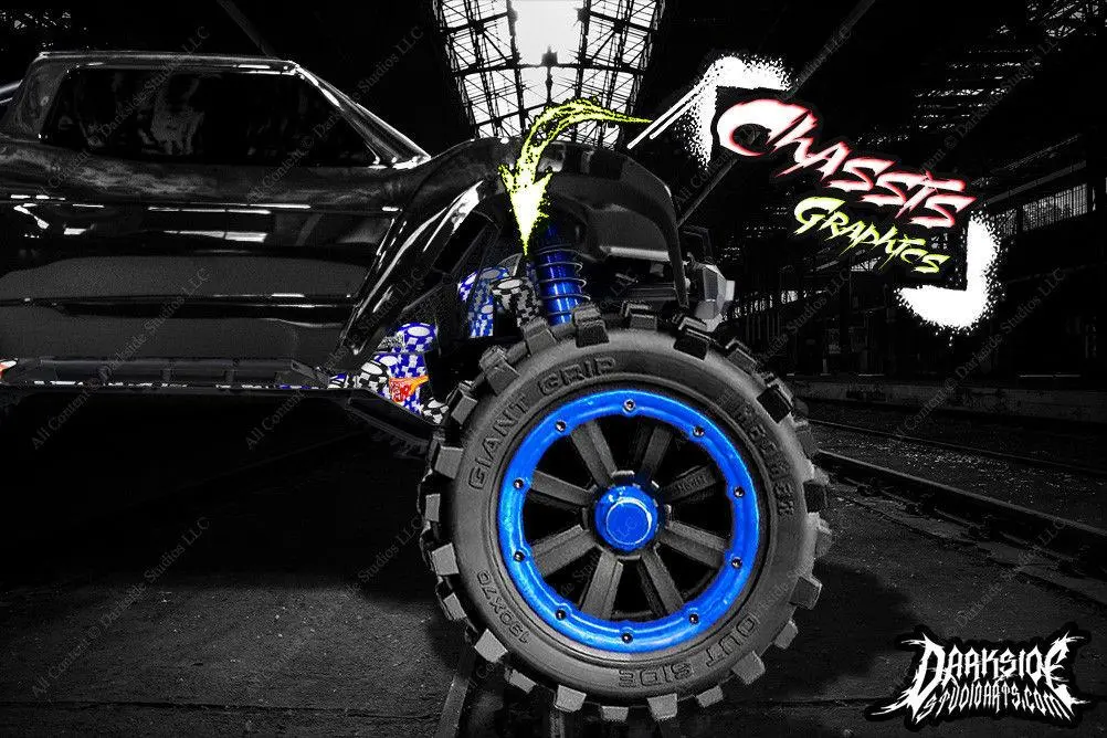 'Lucky' Themed Aftermarket Hop Up Chassis Skin Graphics Fits Shock Towers On Traxxas X-Maxx 6S 8S 1