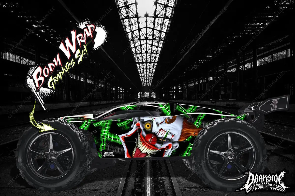 Graphics Wrap Decals Kit "Stiff Upper Lip" Fits Oem Body # Tra5611 On Traxxas E-Revo 1