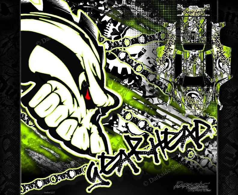 'Gear Head' Graphics Wrap Fits Traxxas X-Maxx Proline Ford Raptor, Chevy Silverado, Brute Bash & Stock Body 1