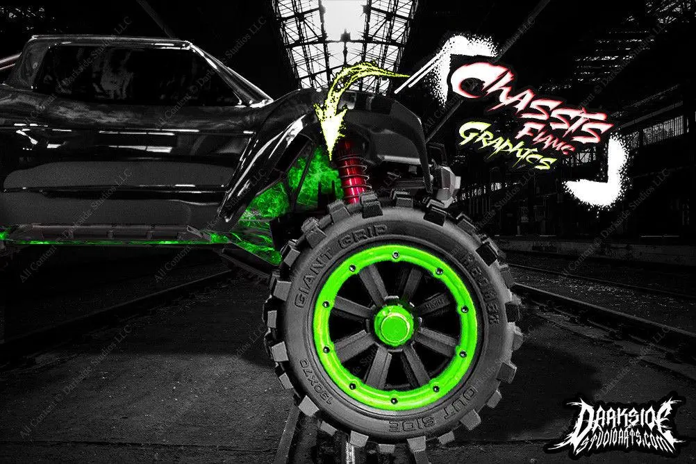'Hell Ride' Printed Flames Graphics Fits Traxxas X-Maxx Chassis Shock Towers 1