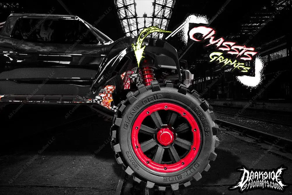 'Lucky' Themed Aftermarket Chassis Skin Graphics Fits Shock Towers On Traxxas X-Maxx 6S 8S Chassis 1