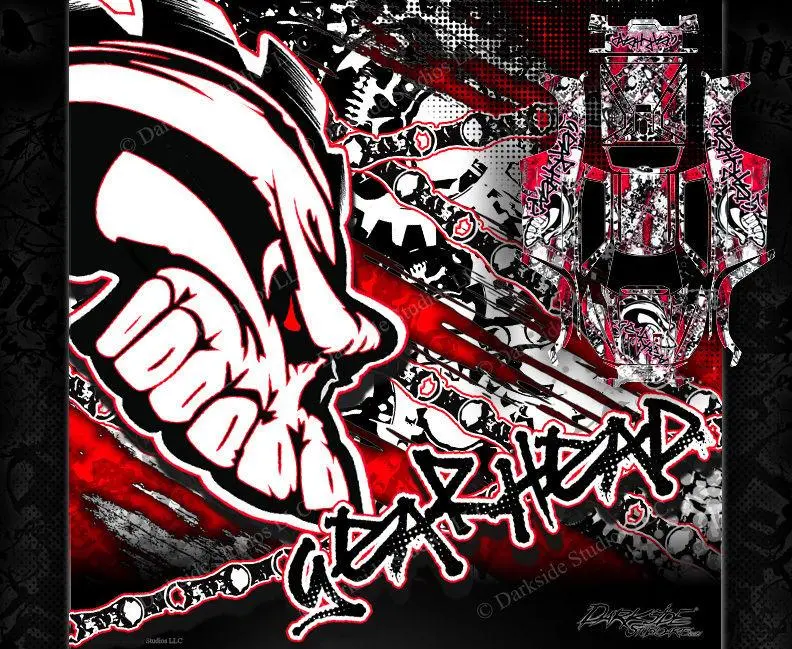 'Gear Head' Graphics Wrap Fits Traxxas X-Maxx Proline Ford Raptor, Chevy Silverado, Brute Bash & Stock Body 1