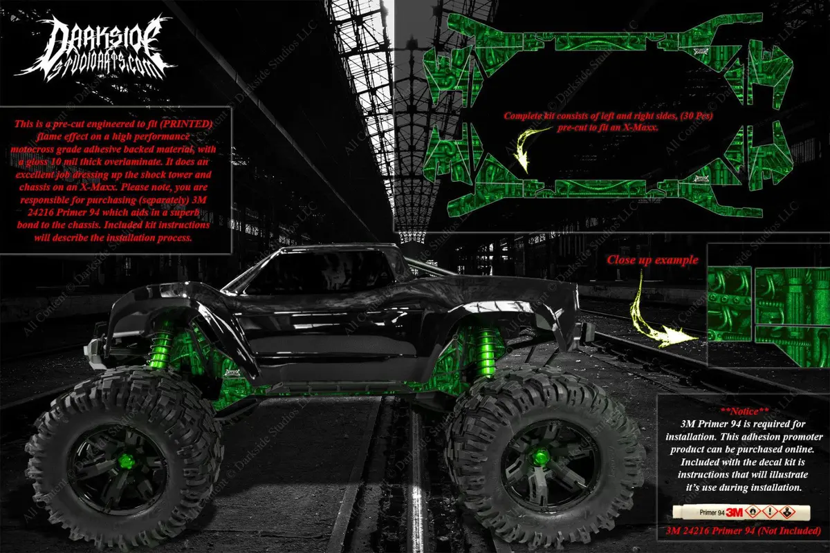 'Machinehead' Themed Aftermarket Hop Up Graphics Fits Shock Towers On Traxxas X-Maxx 6S 8S Chassis 2