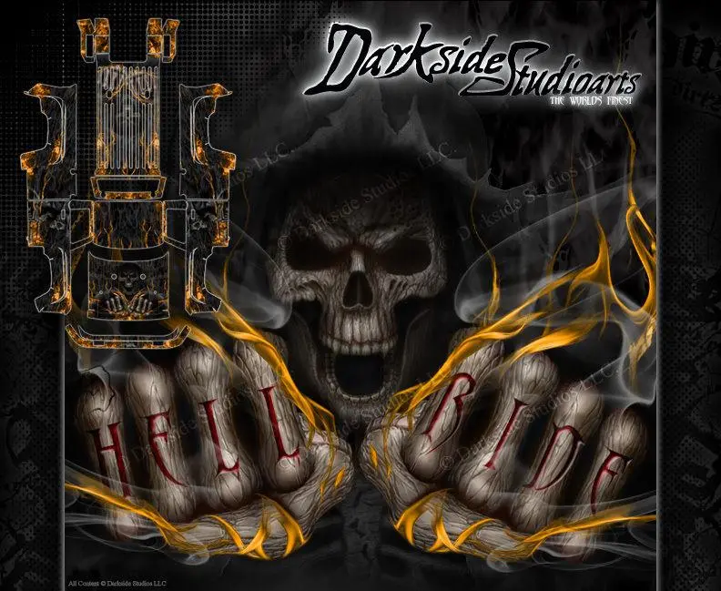 'Hell Ride' Flame And Reaper Themed Graphics Kit Fits Arrma Outcast Truck Body # Ar406086 1