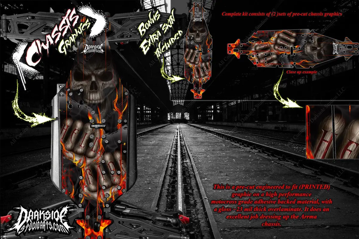 'Hell Ride' Themed Chassis Skin Fits Yokomo Yz-2 Yokz2-0023 1
