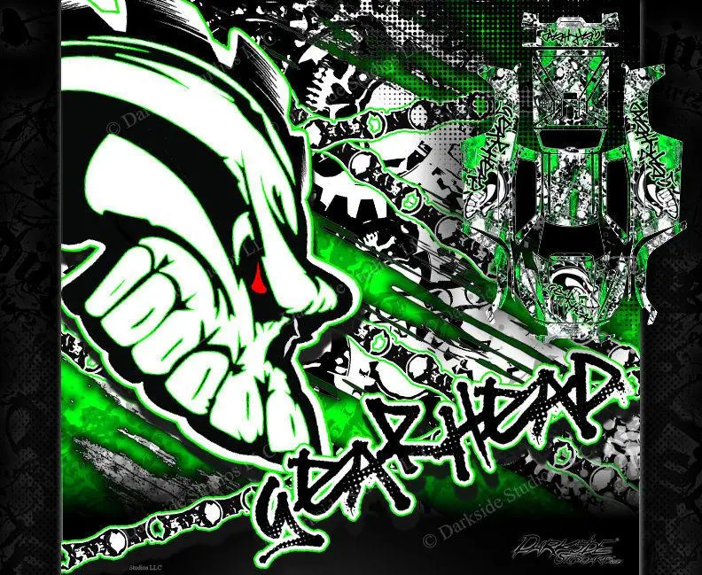 'Gear Head' Graphics Wrap Fits Traxxas X-Maxx Proline Ford Raptor, Chevy Silverado, Brute Bash & Stock Body 1