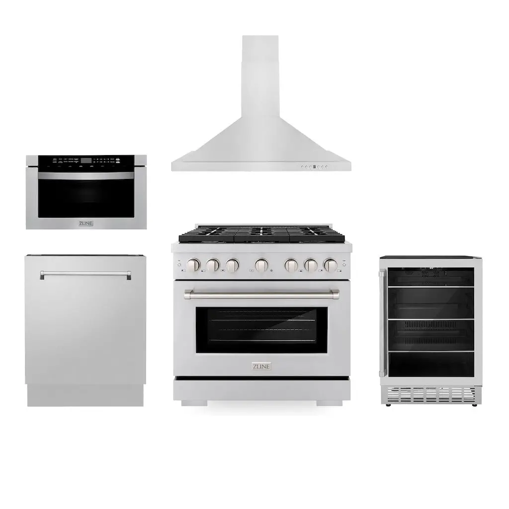 Z-Line Kitchen Packages Model 5Kp-Sgrrh36-Mwdwv-Rbv 1