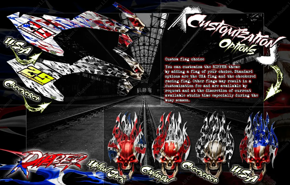 'Ripper' Themed Chassis Skin Fits Team Associated Rc10 Series | B6 B6.3 B6.4 | B7 B7d | B74.1 B74.2 | Sc6.4 Sc7 | T6.4 | Sr7 | Fits Classic Rc10, T, & Gt 2