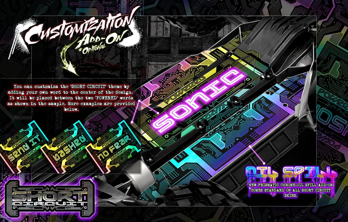 'Short Circuit' Themed Chassis Skin Fits Arrma® 6S Series | Kraton | Outcast | Notorious | Talion | Typhon | Tlr Tuned |Senton 2