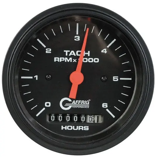 Gaffrig Part #194258 3 3/8 Inch Electric Tach/Hour Meter Marine Boat Gauge 0-6000 Rpm Black 1