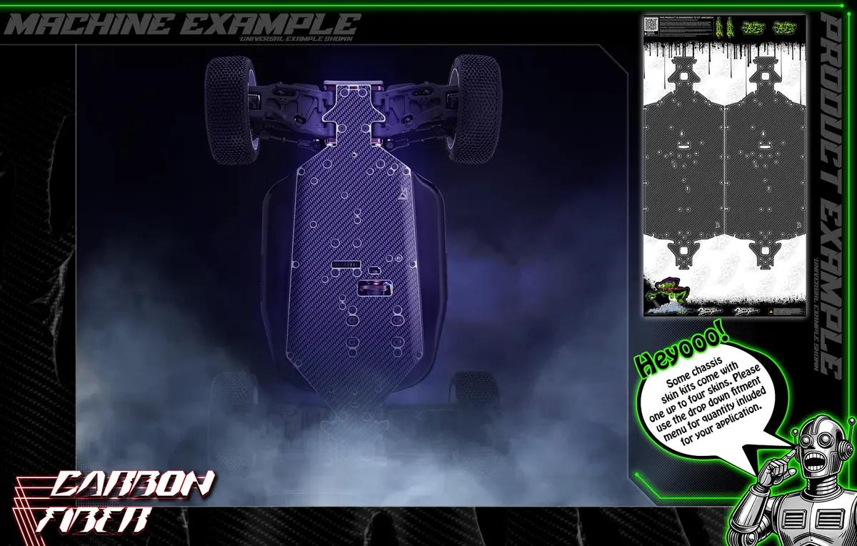'Carbon Fiber' Themed Chassis Skin Fits Redcat® | Rampage | Chimera | Xt | Xb | Xr 1