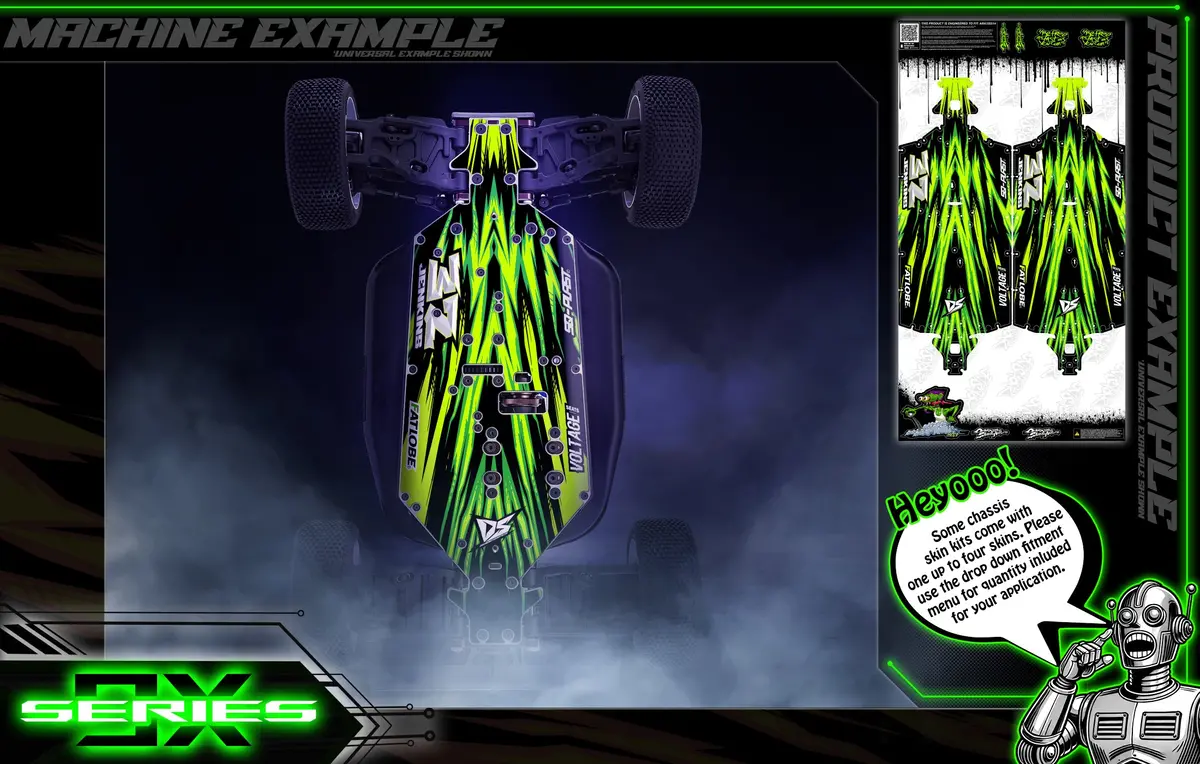 'Series 9X' Themed Chassis Skin Fits Losi® Ten Series | Ten-Scte | 2.0 | 3.0 | Ten-Scbe 1