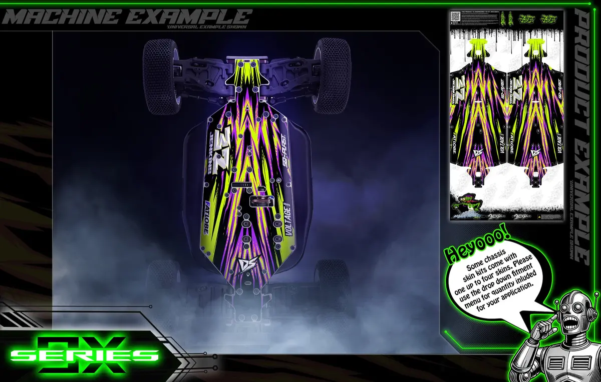 'Series 9X' Themed Chassis Skin Fits Team Associated Rc10 Series | B6 B6.3 B6.4 | B7 B7d | B74.1 B74.2 | Sc6.4 Sc7 | T6.4 | Sr7 | Fits Classic Rc10, T, & Gt 2