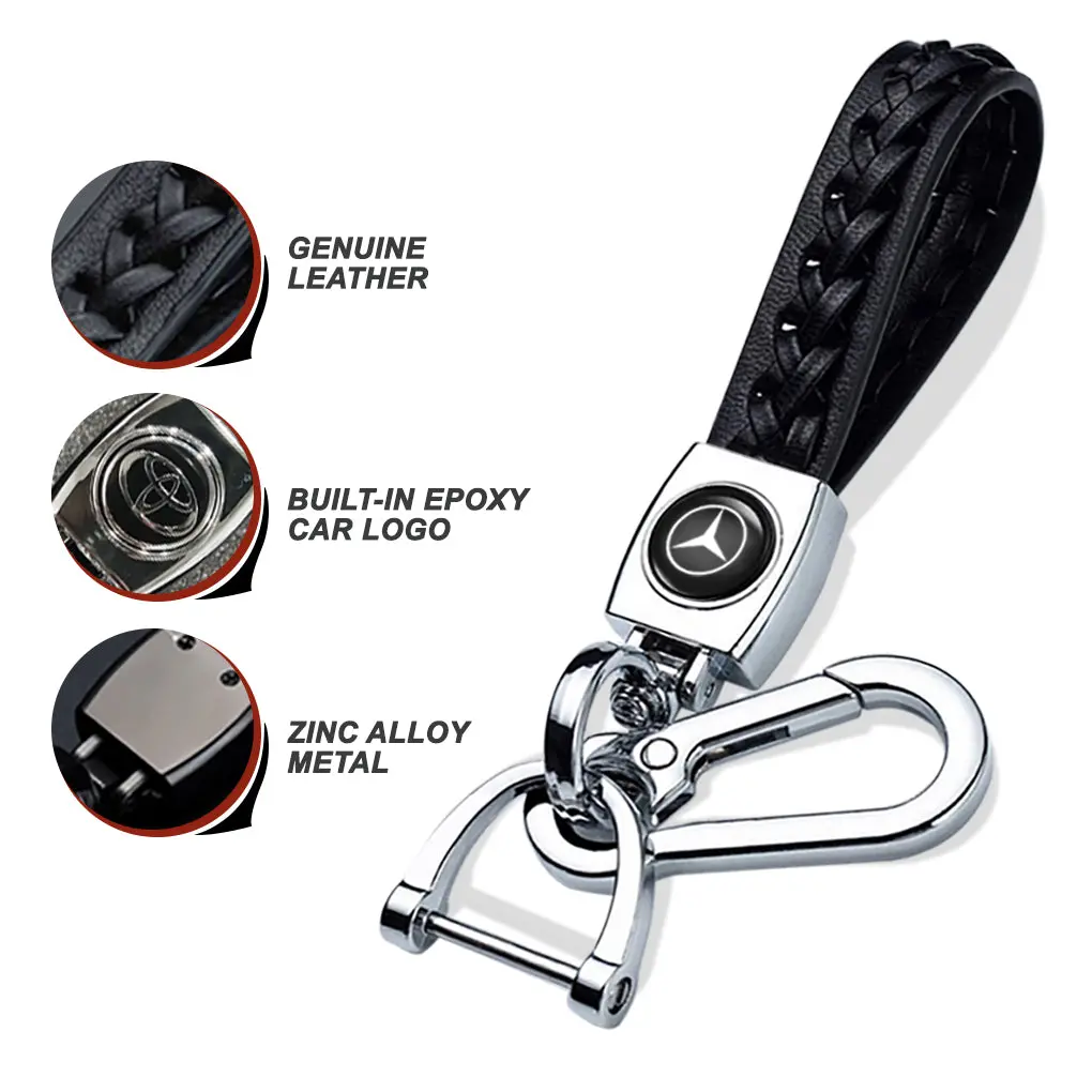 Genuine Leather Car Weave Keychain Key Holder Zinc Alloy 1