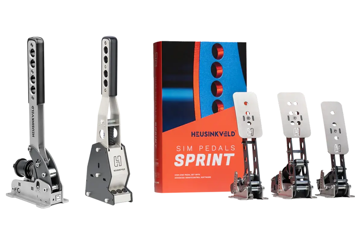 Heusinkveld Sprint 3-Pedal + Magshift Sequential Shifter + Load-Cell Handbrake Pro Bundle — High-Performance Sim Racing Pedals, Magnetic Shifter & Adjustable Rally/Drift Handbrake 1