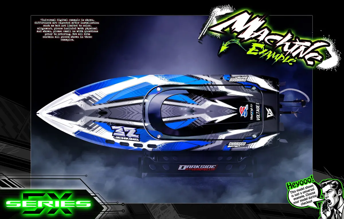 'Series 5X' Themed Graphics Skin Kit Fits Pro Boat® | Blackjack | Impulse | Jetstream | React | Recoil | Shockwave | Sonicwake | Ul-19 | Veles | Zelos 8