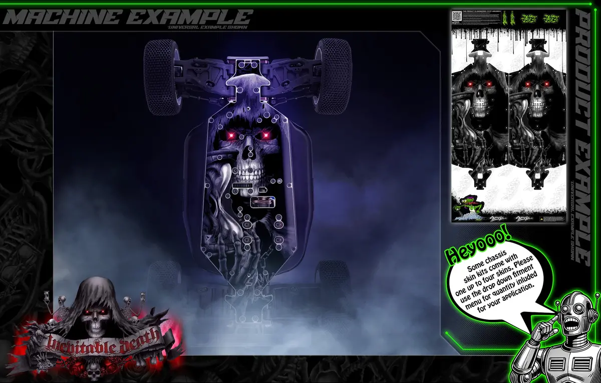 'Inevitable Death' Themed Chassis Skin Fits Losi 22 Series | 22 4.0 | 22 5.0 | 22X-4 | 22 4 2.0 | 22S Camaro | 22Sct 3.0 | 22T 4.0 | 22S Sprint Car 1