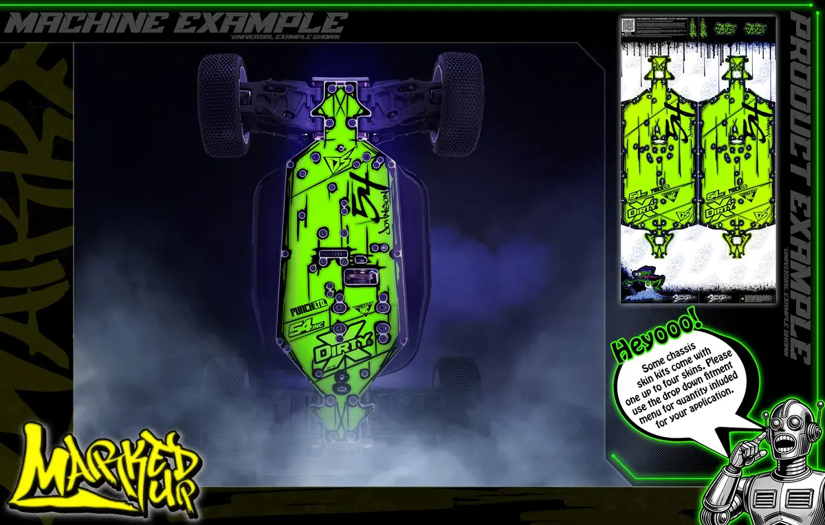 'Marked Up' Themed Chassis Skin Fits Losi® 8Ight-T Series | 8Ight-T 3.0 | 8Ight-T 4.0 | 8Ight-T/E 2