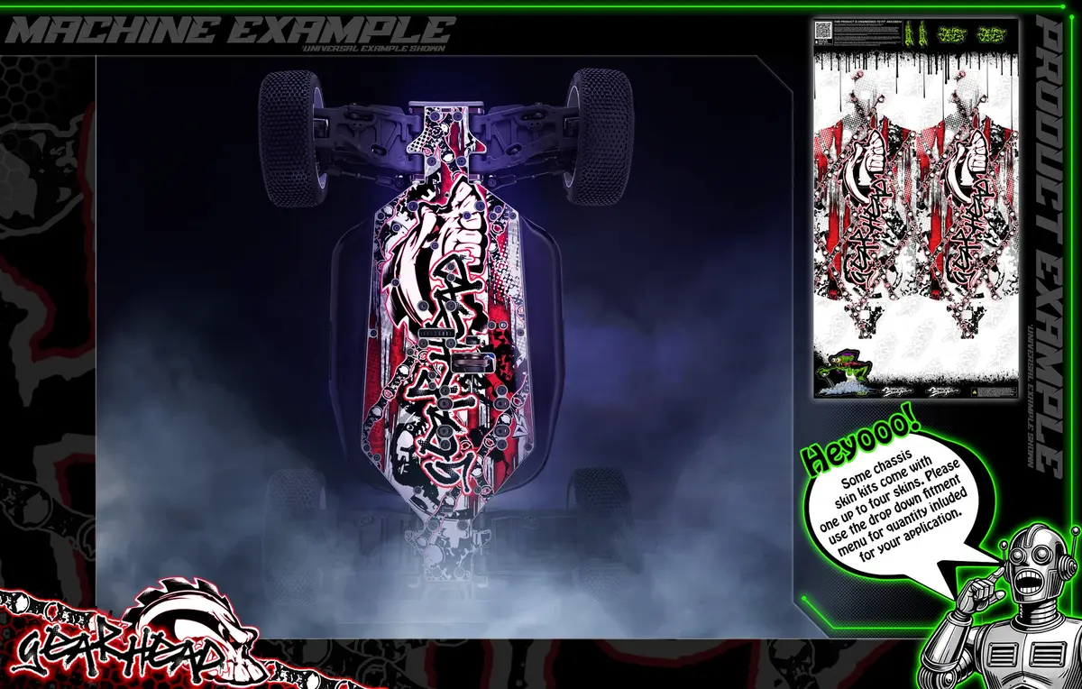 'Gear Head' Themed Chassis Skin Fits Losi® Super Rey Series | Super Rock Rey | Super Rock Rey V2 | Super Baja Rey | Super Baja Rey 2.0 1